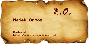 Medek Ormos névjegykártya